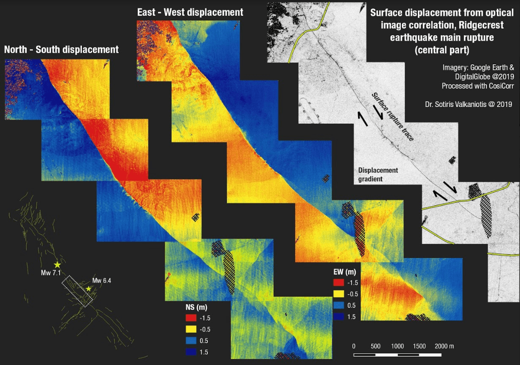 Valkaniotis muestra en la gráfica el desplazamiento de unos 13 pies entre las placas.
<br>
<br>