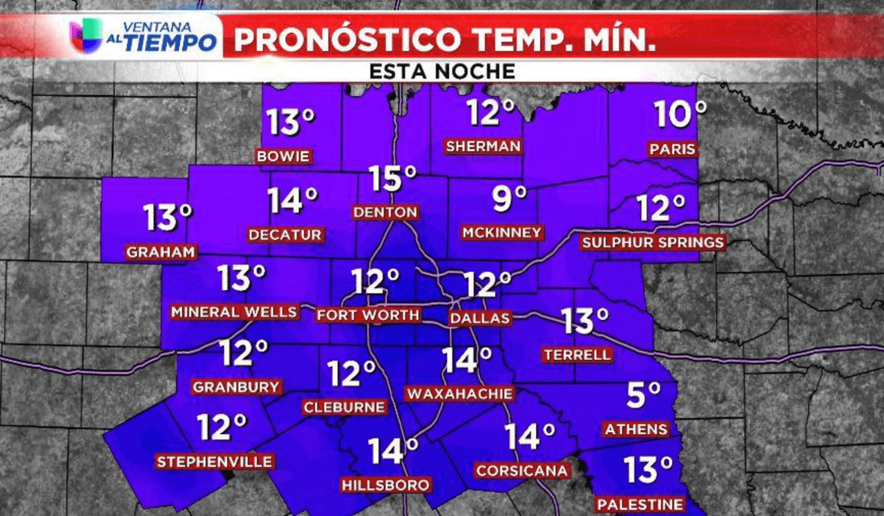 Emiten aviso de helada intensa para el centro y norte de Texas