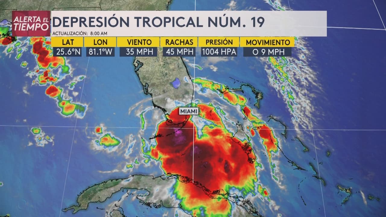 La depresión tropical número 19 trae lluvias y vigilancias de inundaciones al sur de Florida 