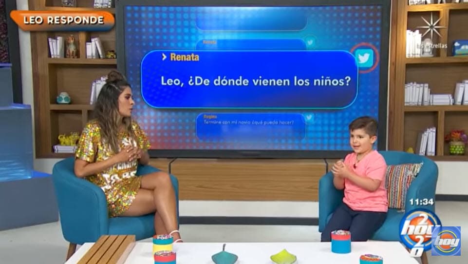 Luego llegó una de las más complejas: 
<b><a href="https://www.univision.com/famosos/seguro-que-no-es-tu-papa-por-esta-foto-muchos-creen-que-leo-herrera-es-el-hijo-perdido-de-jose-ron-en-la-vida-real-fotos" target="_blank">"¿De dónde vienen los niños?" </a></b>
<br>