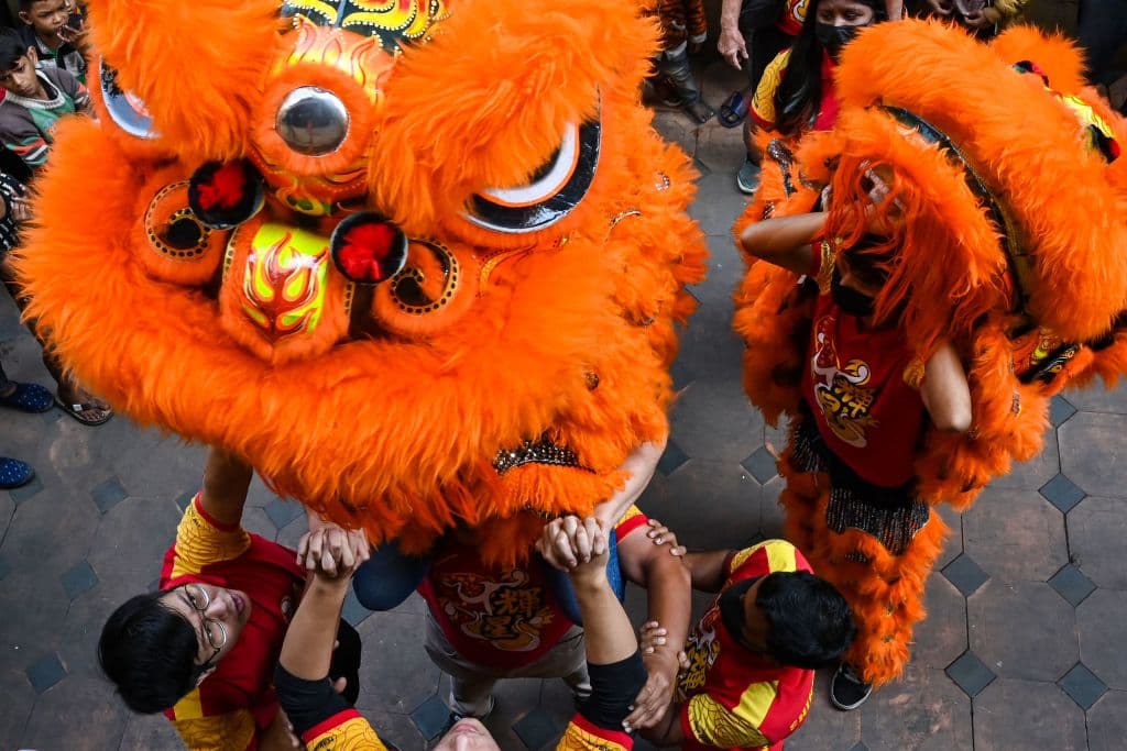La comunidad china y sus celebraciones en Calcuta, India.