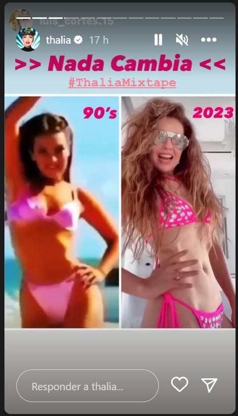 Lo que sí hizo fue publicar en sus historias de Instagram fotos con las que algunos de sus fans compararon el físico de antes de la artista con el actual: 
<b>"Nada cambia",</b> se leyó en una de ellas. 
<br>