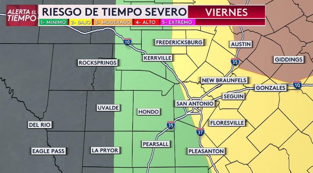 Riesgo de fuertes vientos, tornados, granizo y tormentas en San Antonio para este viernes