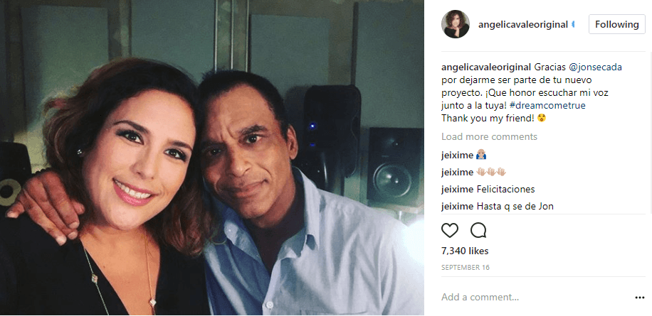 Otra de las personalidades a las que Angélica Vale admira es Jon Secada y se lo hizo saber al cantante con el post de esta imagen en Instagram. "Gracias, Jon Secada por dejarme ser parte de tu nuevo proyecto. ¡Qué honor escuchar mi voz junto a la tuya!", escribió la hija del fallecido Raúl Vale.
