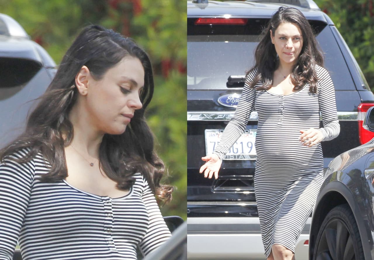 Así captaron a Mila Kunis con una gran pancita de embarazo y luciendo espectacular.