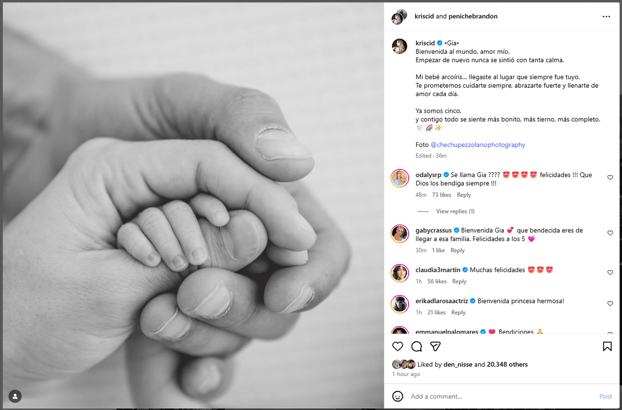 Brandon Peniche anunció la llegada de su bebé arcoíris.