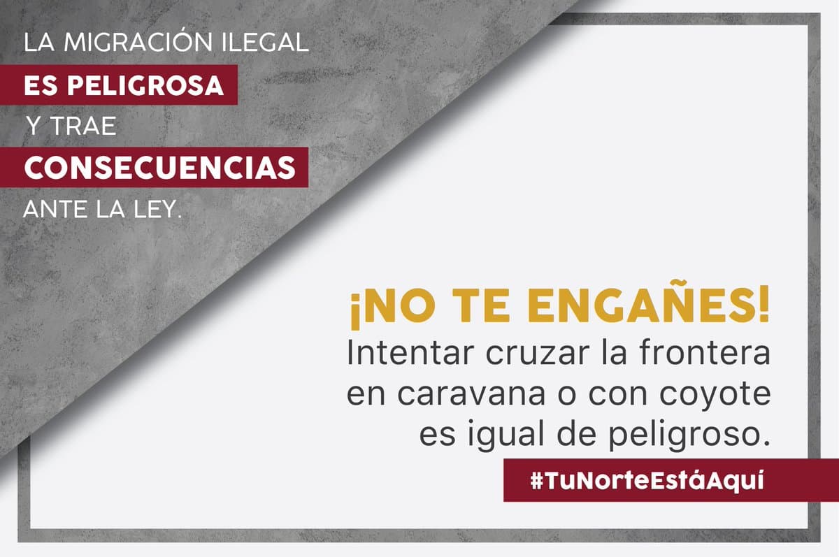 The governments of the United States and Hondurs tried to stop the caravan with ads like this: "Do not fool yourself!" says this message on the social networks of the US embassy in Honduras in a campaign using the slogan #YourNorthIsHere.