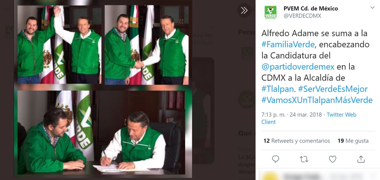 Con esta serie de fotografías publicadas en la cuenta del partido se anunció oficialmente su candidatura. Sin embargo, el actor no fue elegido por los ciudadanos.
<br>