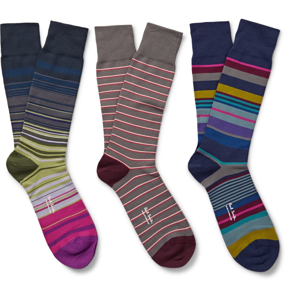 Para él: Paquete de calcetines rayados en algodón, Paul Smith.