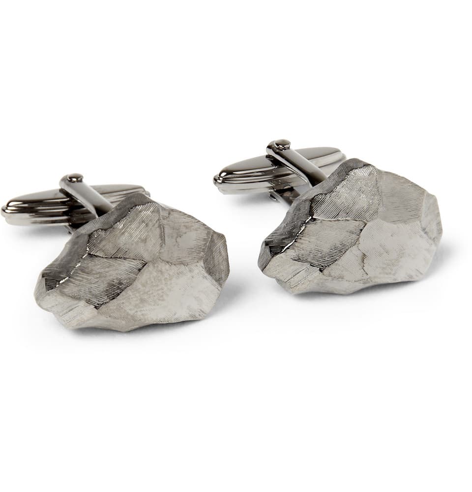 Para él: Mancuernillas de rodio platinadas, Lanvin.