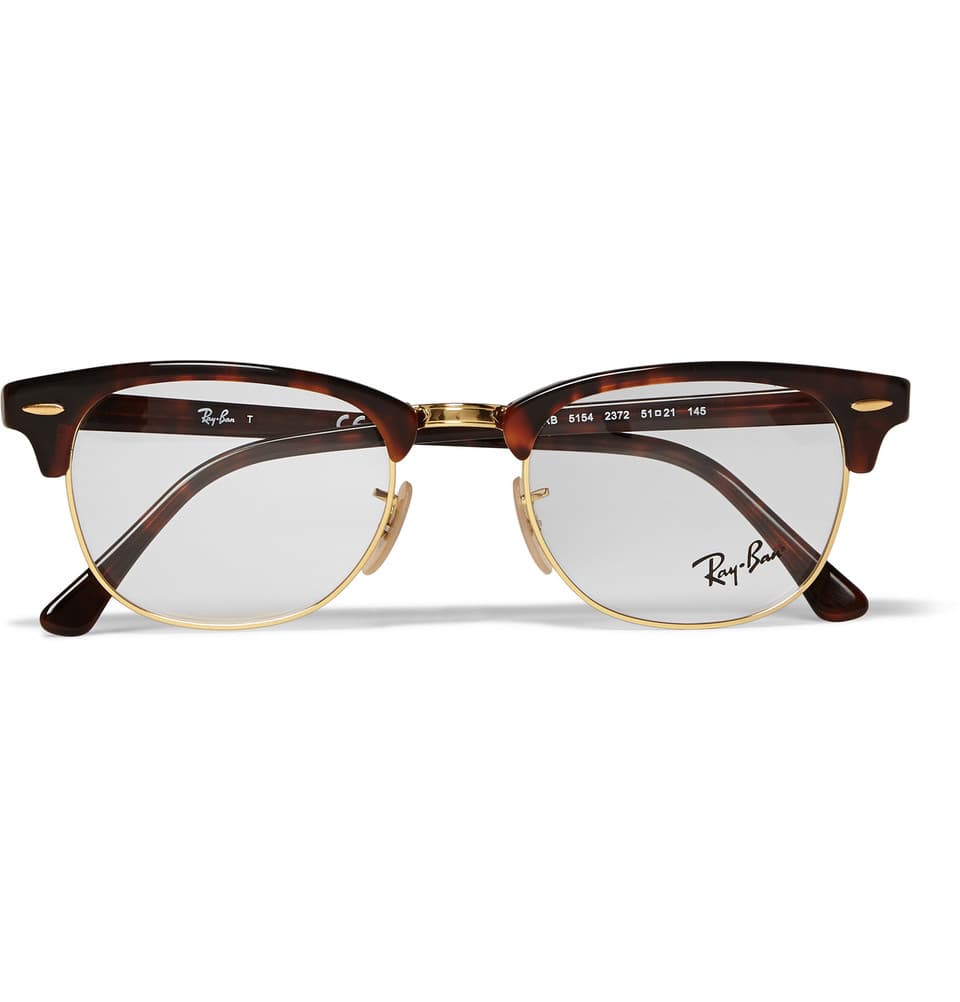 Para él: Lentes Clubmaster Tortoiseshell en acetato y metal, Ray Ban.