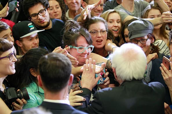Sanders en una escuela de Salt Lake City este lunes