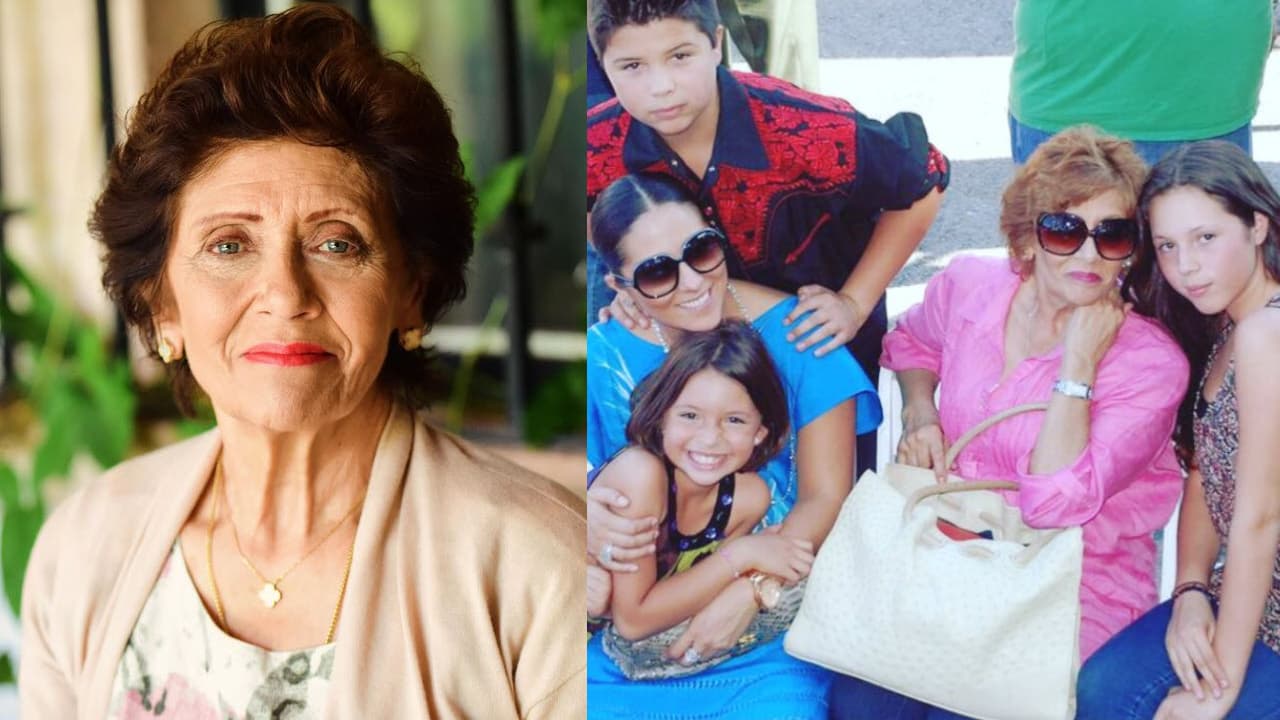 Eva Mendoza junto a su hija Aneliz Álvarez y sus nietos.