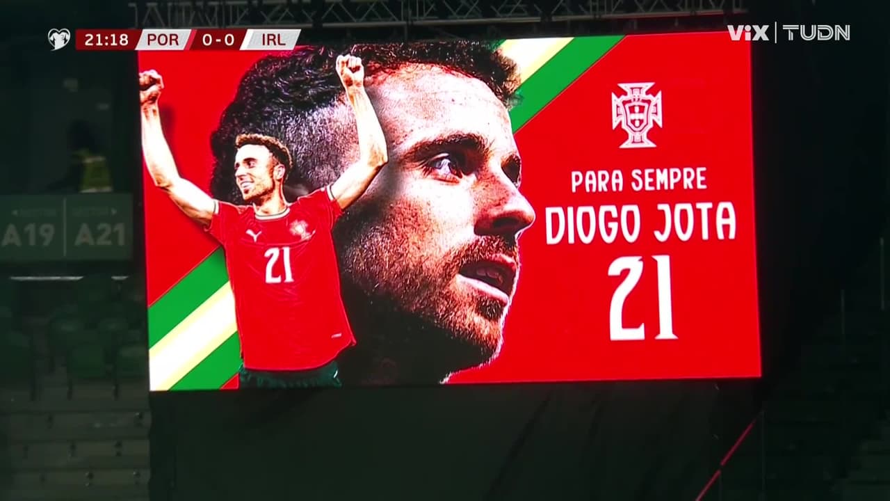 ¡Conmovedor! Rinden homenaje a Diogo Jota al minuto 21 del Portugal vs Irlanda
