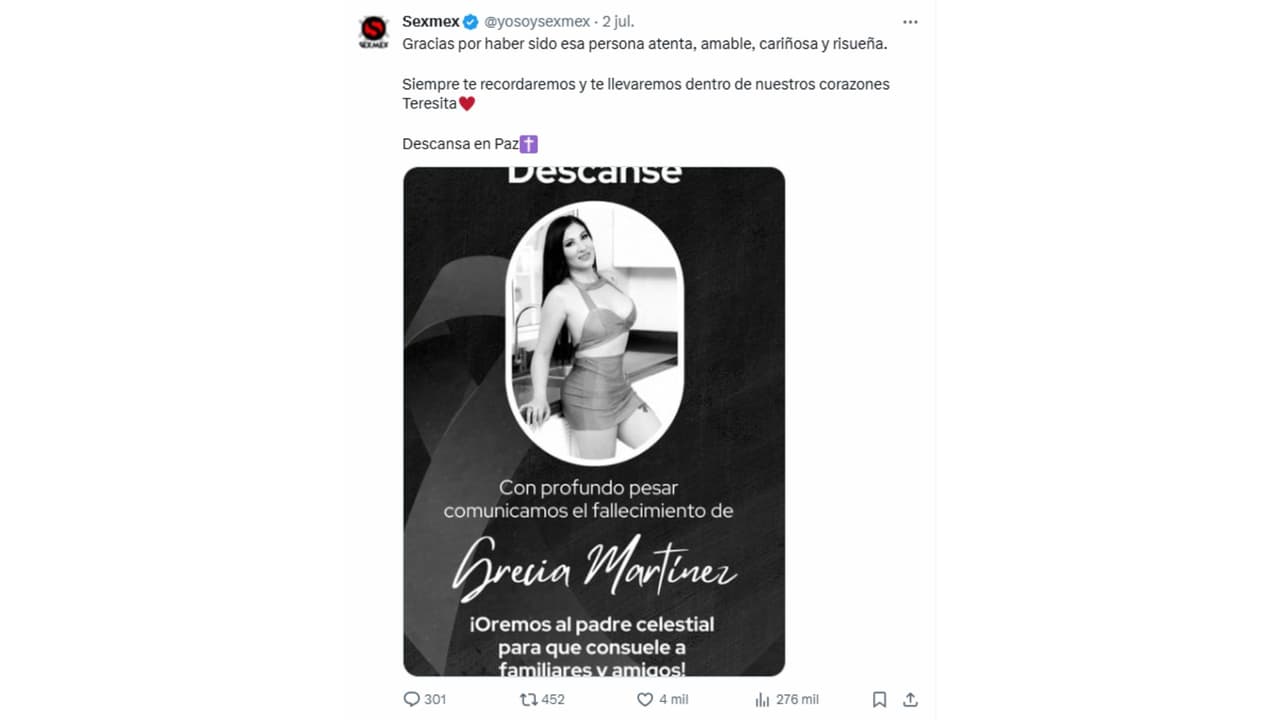 Así dieron a conocer la muerte de la actriz Teresa Ferrer.