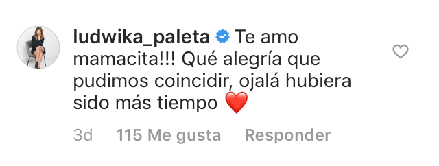 Tras publicar esta fotografía, Grettell recibió un cariñoso mensaje de Ludwika Paleta.