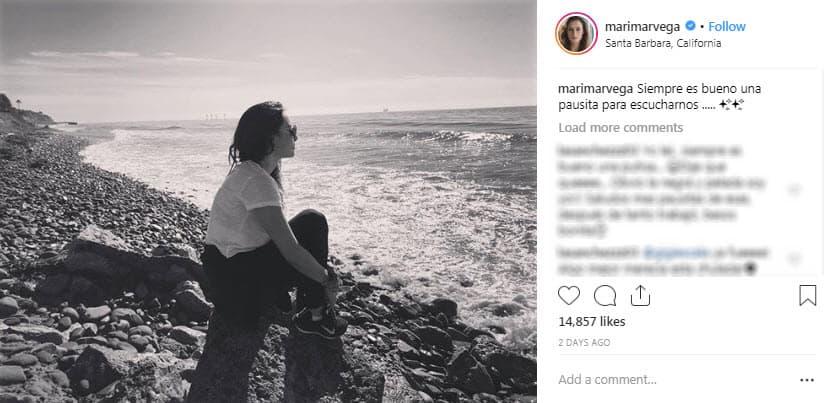 El pasado 4 de diciembre Marimar Vega publicó esta fotografía y el comediante le dejó un comentario.