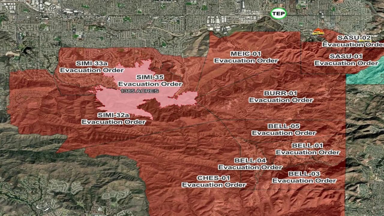 Incendio Simi Valley: Mapa de las zonas con órdenes de evacuación en California