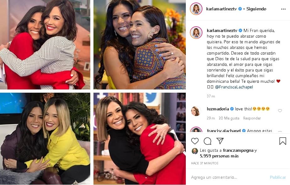 Por el contrario a Maity, Karla convivió con ella desde muy temprano y como no la pudo abrazar en redes sociales le dedicó un bello collage de fotos.