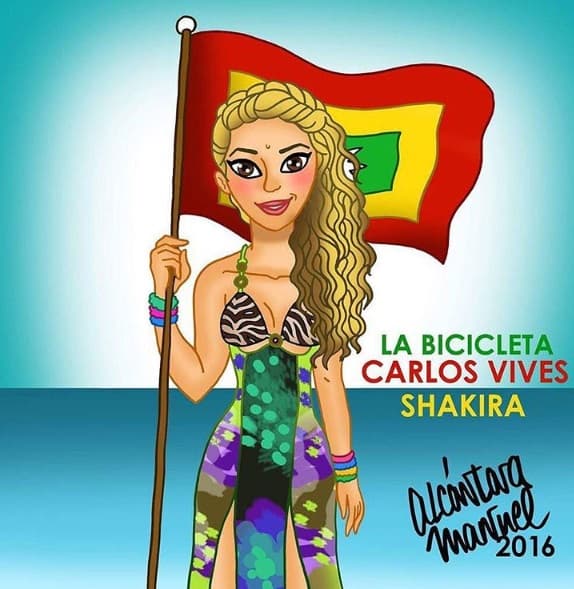 A la nominada le hicieron este lindo dibujo después de que visitara Barranquilla, Colombia para la grabación de 'La Bicicleta', junto a Carlos Vives.