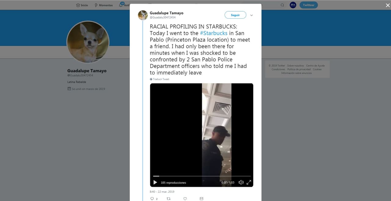 Imagen del tweet de Guadalupe Tamayo, que este jueves fue eliminado de la red social.