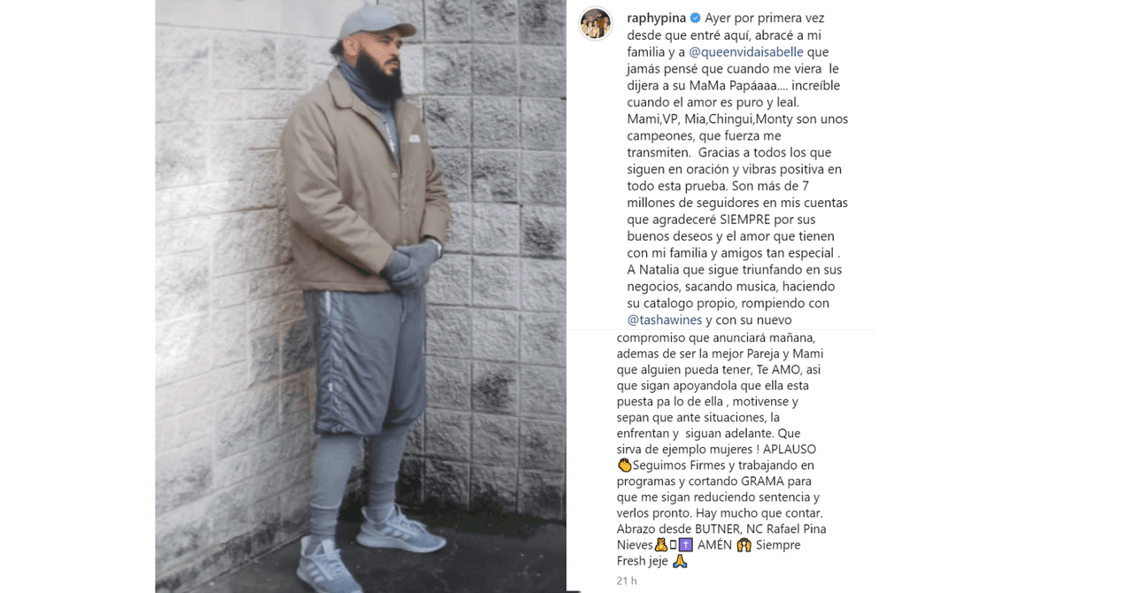 Raphy Pina mandó mensaje a Natti Natasha luego de que lo visitó en la cárcel