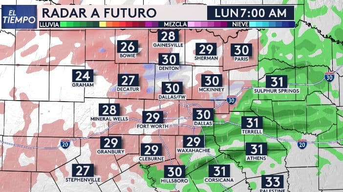 Un frente frío llega a Dallas-Fort Worth y hay posibilidad de llovizna gélida para la próxima semana