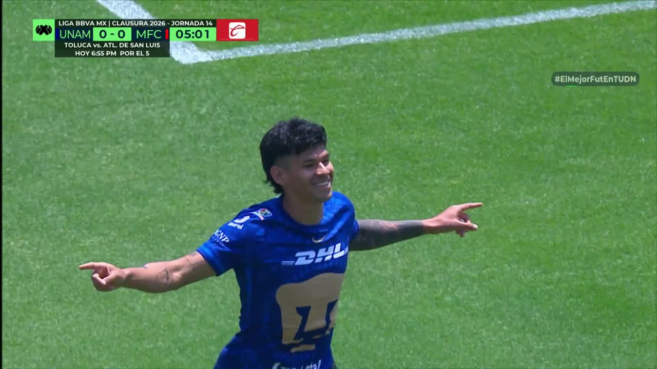 ¡Golazo de Pumas! Robert Morales abre el marcador en los primeros 5 minutos de juego