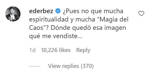 Luego, vino una estocada final: "¿Pues no que mucha espiritualidad y mucha 'Magia del caos'?", le espetó en referencia al
<b><a href="https://www.univision.com/famosos/me-embarazo-si-prometes-que-te-quedas-conmigo-aislinn-derbez-cuenta-por-que-le-hizo-esa-peticion-a-mauricio-ochmann-video" target="_blank">nombre del podcast que su hija emprendió</a></b> a raíz de su separación de Mauricio Ochmann.
<br>