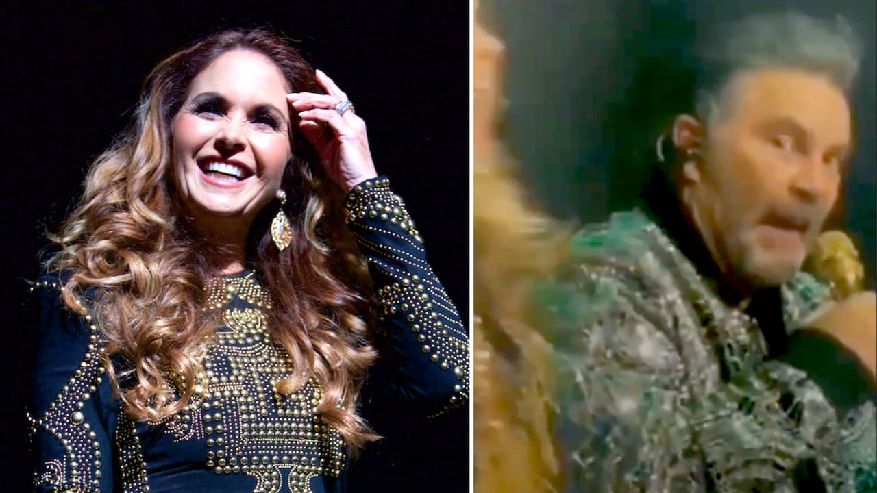 Lucero le 'roba' un beso a Mijares y la reacción de su ex es memorable: “¡Epa!”