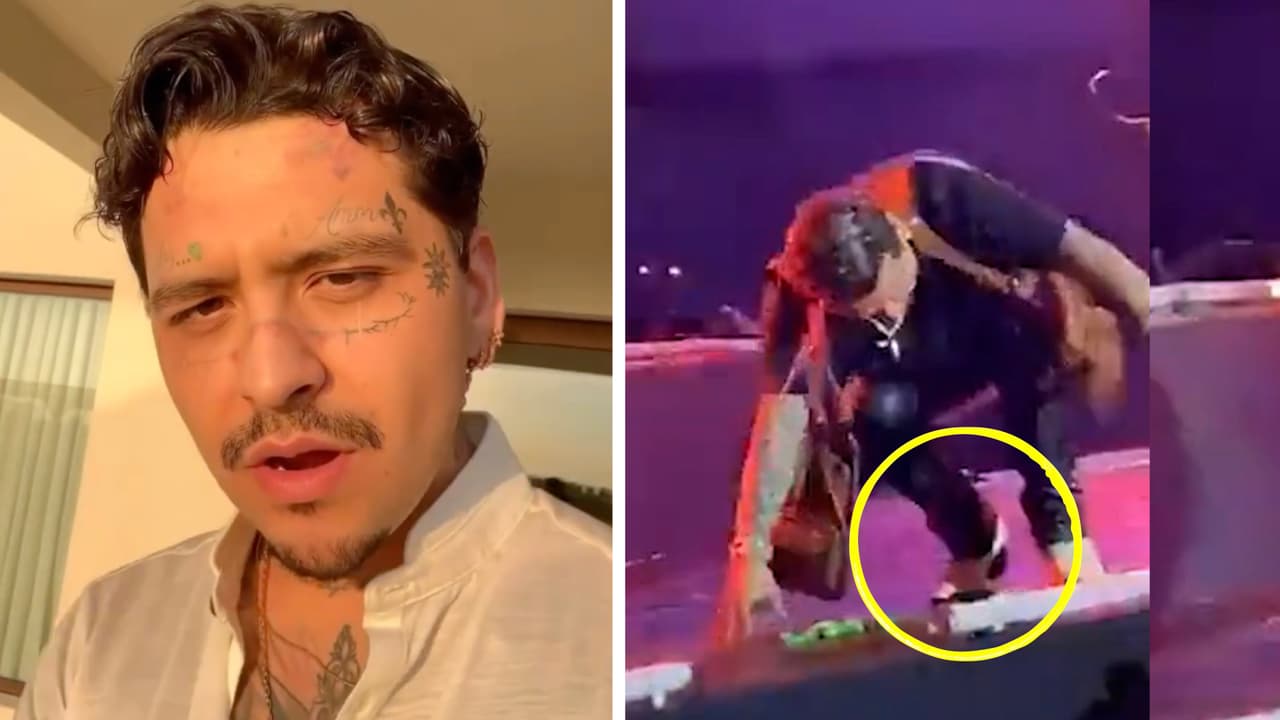 Nodal sufre tremenda caída mientras cantaba en un concierto: esto le pasó