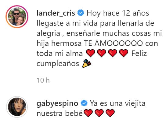 <b>Gaby Espino</b> también contestó el texto de su exesposo y resaltó el crecimiento de su hija.
<br>