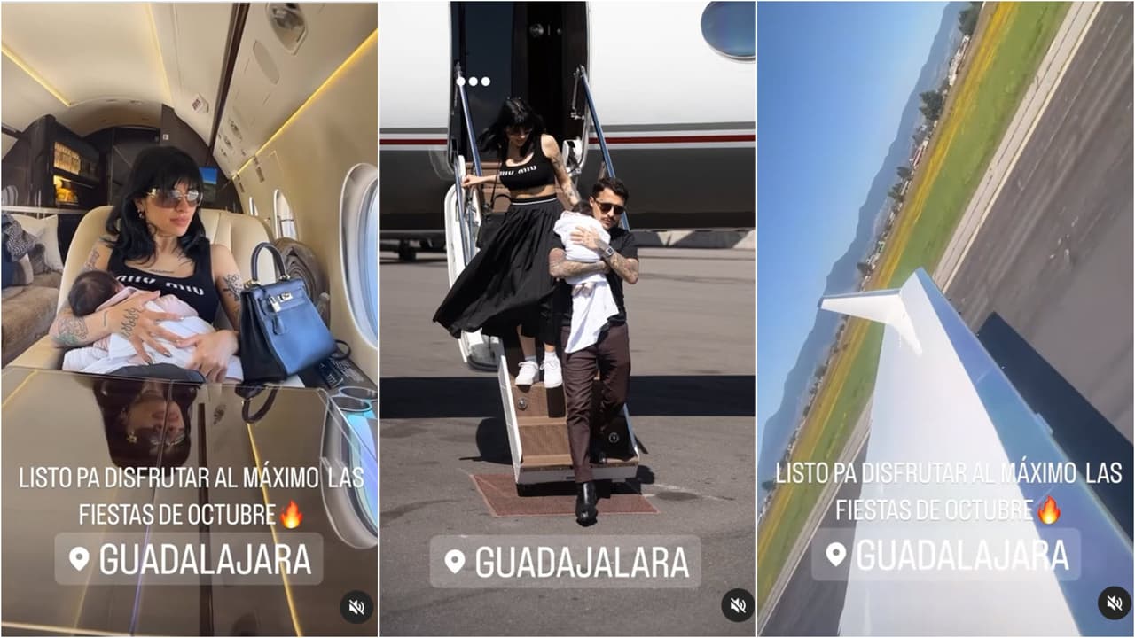 Christian Nodal llegó a Guadalajara el pasado fin de semana acompañado de Cazzu y su bebé.