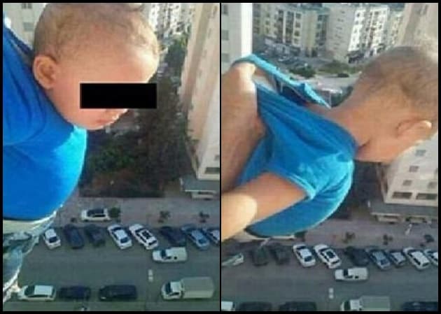 <b>Amenaza con tirar bebé por la ventana si no consigue 1,000 “me gusta” en Facebook </b>
<br>Un argelino fue condenado en junio a dos años de prisión tras publicar imágenes en su cuenta de Facebook donde mostraba a un bebé colgando desde la ventana de un piso 15 y la frase "1,000 'likes' o lo soltaré". El hombre, familiar del menor, se defendió afirmando que 
<a href="https://www.univision.com/noticias/abuso-infantil/padre-saca-por-la-ventana-de-un-15-piso-a-su-bebe-con-la-amenazada-de-soltarlo-si-no-consigue-1-000-likes-en-facebook">en ningún momento puso en peligro la vida del menor</a> y sostuvo que fueron los usuarios los que alteraron la imagen, ya que el balcón tenía barrotes de protección que fueron borrados.