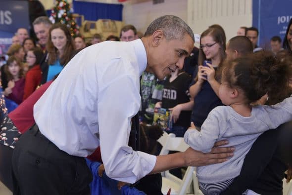 El presidente de Estados Unidos se mostró en todo momento muy cariñoso con los pequeños.
