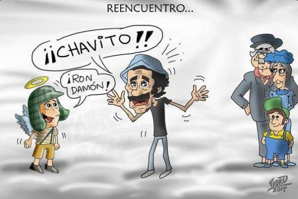 En esta meme los actores fallecidos que formaron parte de El Chavo del Ocho reciben a Chespirito en el cielo.(Fotografía tomada de Twitter)