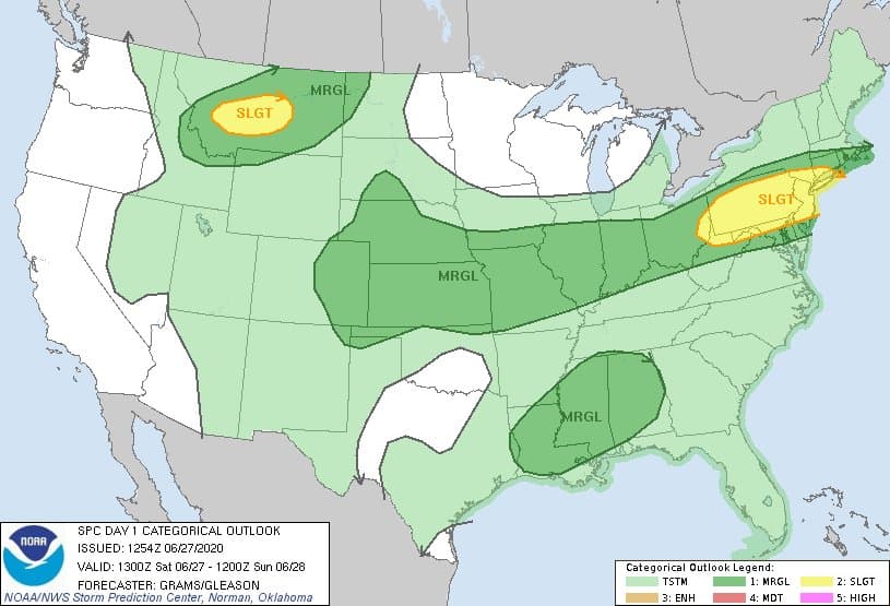 Pronostican tormentas severas y la posibilidad de un tornado para este sábado en el noreste del país 