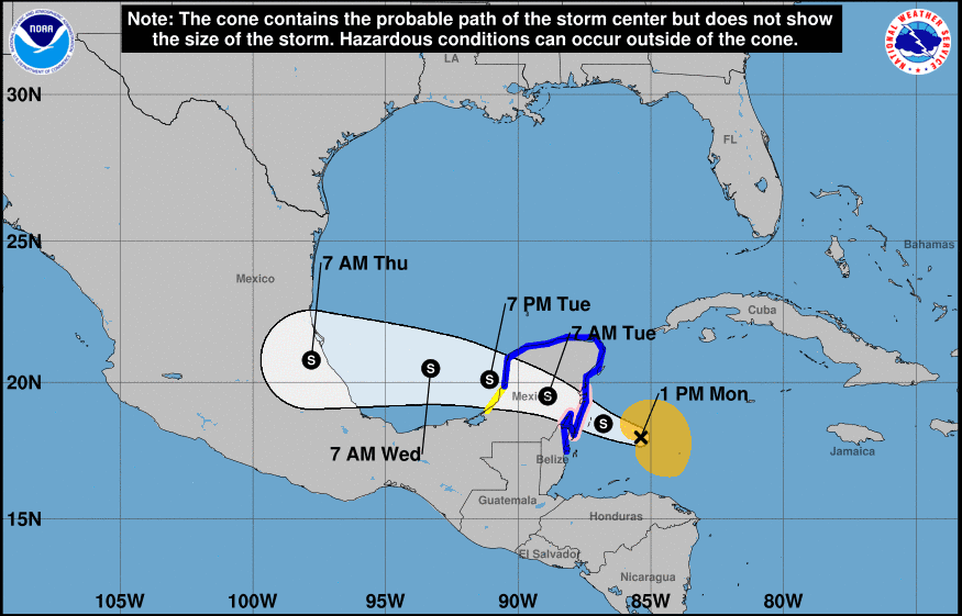 La tormenta Franklin se fortalece y puede llegar casi con fuerza de huracán a México