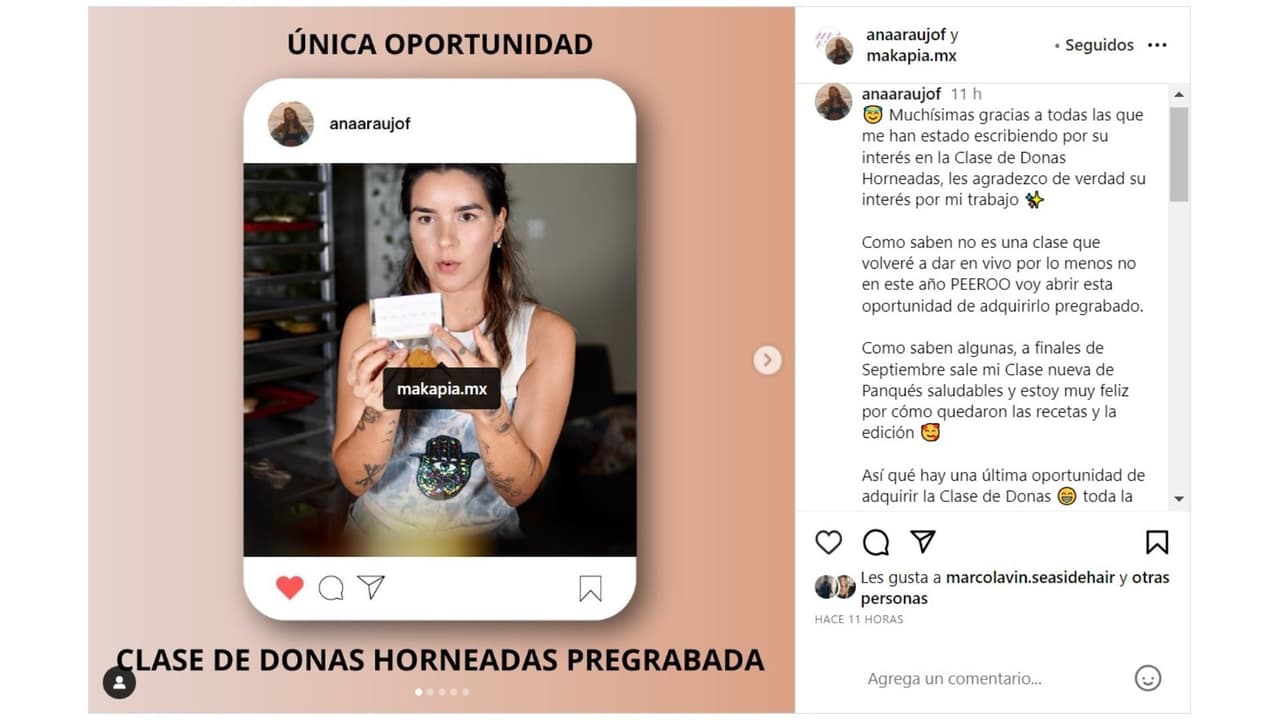 Ana Araujo, esposa de Pablo Lyle, da noticias sobre sus clases de repostería.