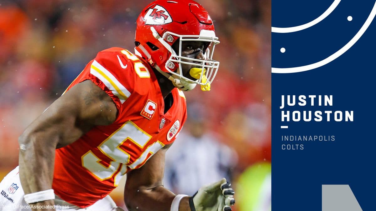 Justin Houston ha jugado toda su carrera con los Kansas City Chiefs y ahora se dirige a Indianapolis para reforzar a los Colts.