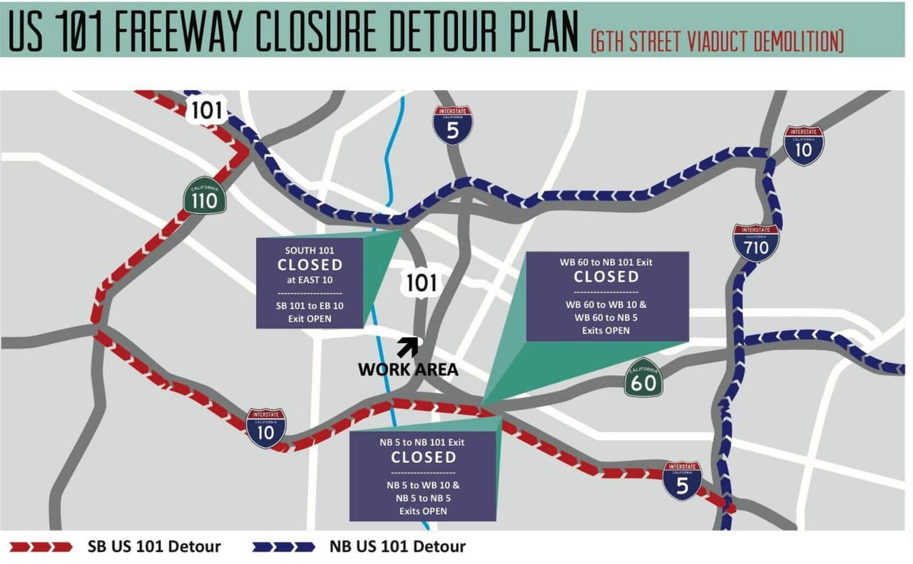Cierre de la Autopista 101 impactará el corazón de Los Ángeles