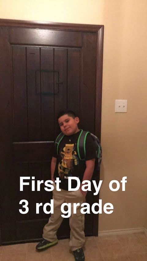 José Castillo en su primer día de tercer grado.