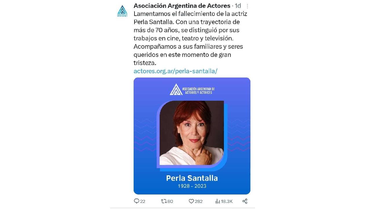 Muere Perla Santalla.