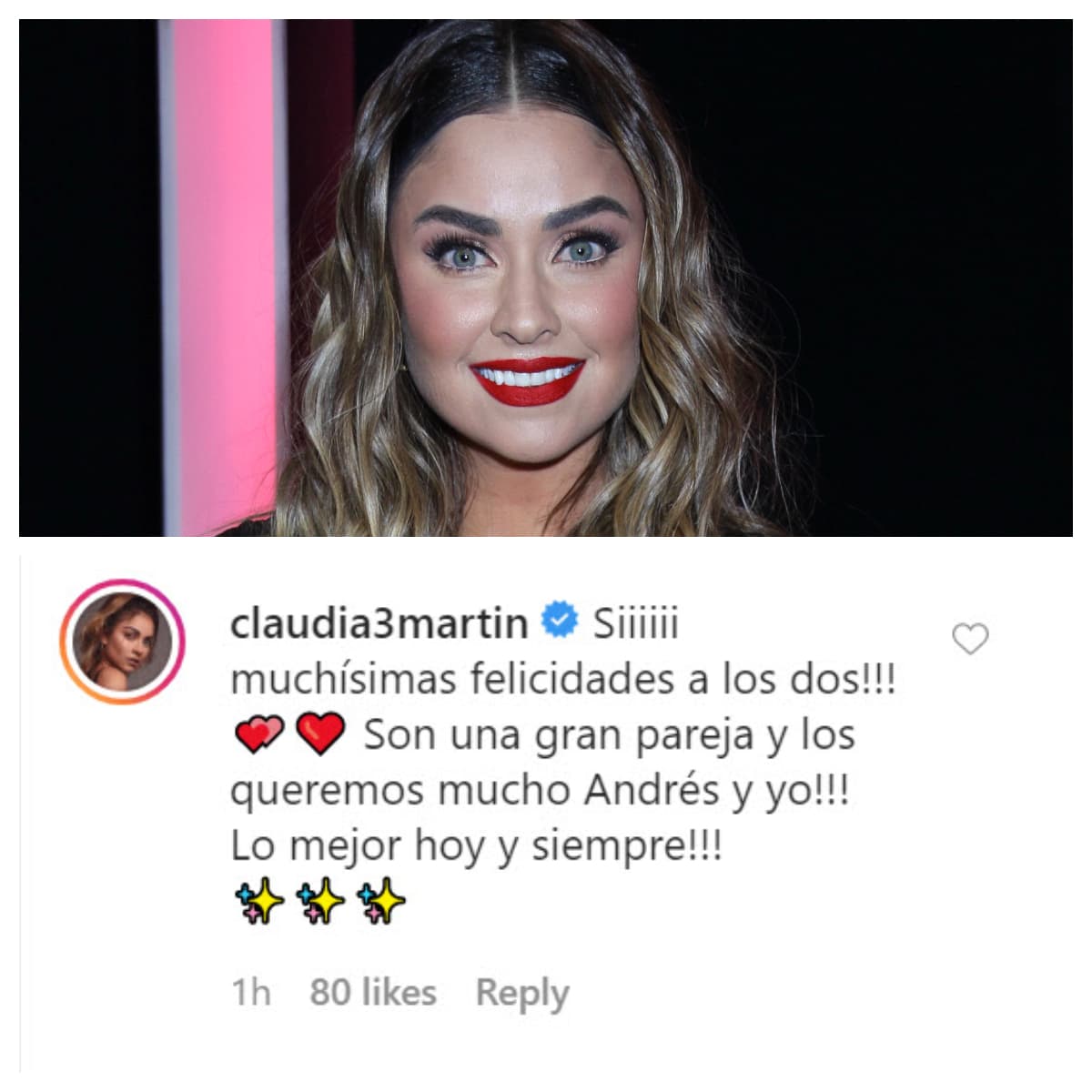 <b><a href="https://www.univision.com/famosos/las-primeras-fotos-de-la-boda-de-claudia-martin-y-andres-tovar-fotos" target="_blank">Claudia Martín</a></b>, compañera de Adrián Uribe en
<b><a href="https://www.univision.com/shows/como-tu-no-hay-dos" target="_blank">Como Tú No Hay 2</a></b>, le escribió: "¡Muchísimas felicidades a los dos! Son una gran pareja y los queremos mucho Andrés (Tovar) y yo ¡Lo mejor hoy y siempre!".
<br>