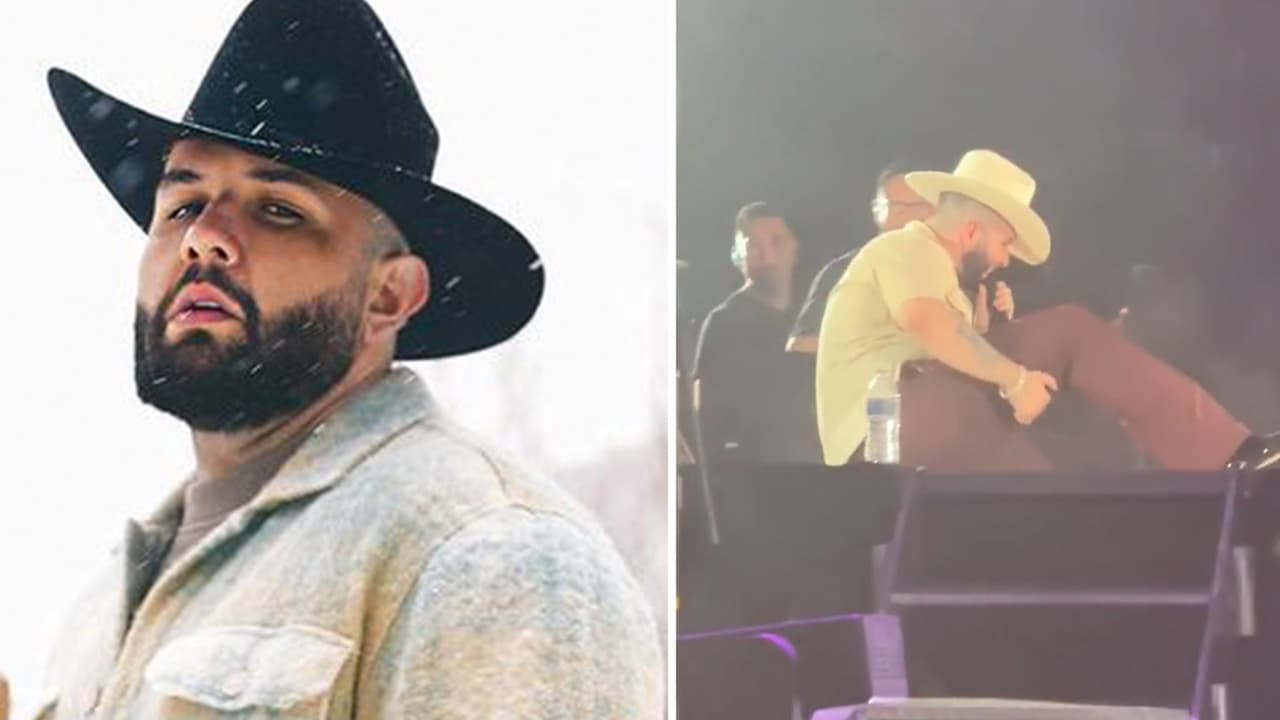 Carin León sufre aparatosa caída durante concierto y hasta rompe el escenario