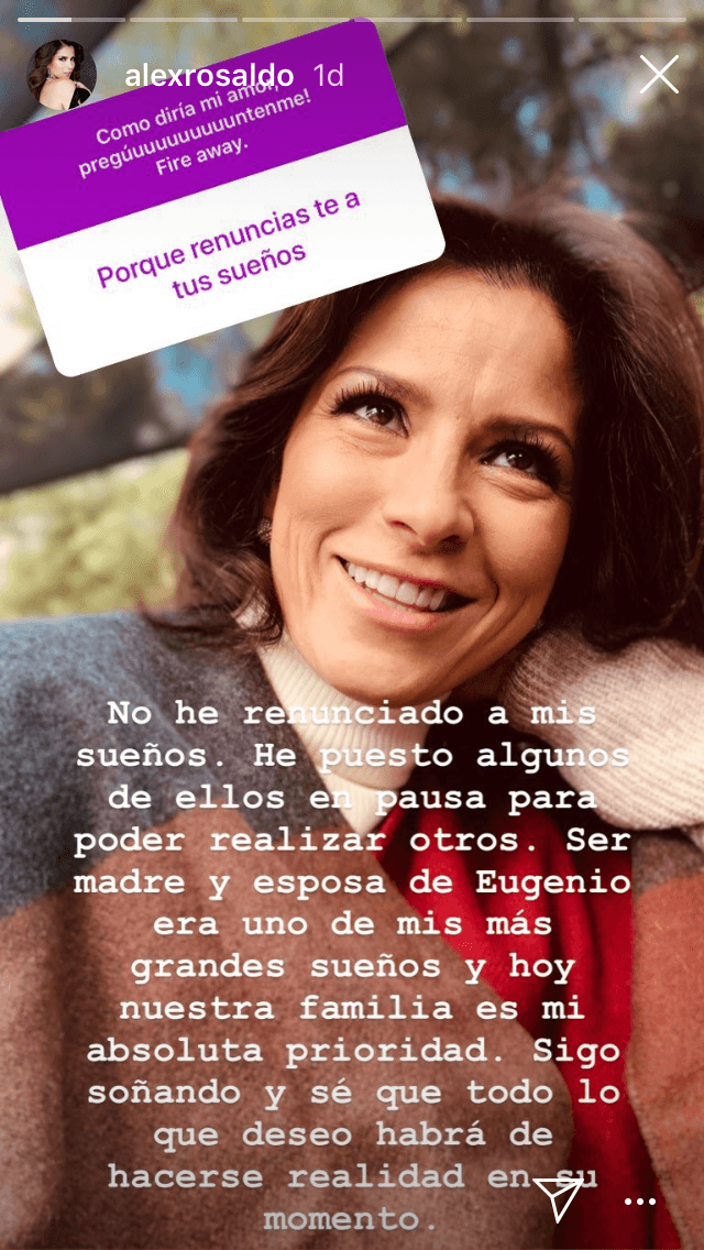 En las preguntas que le hicieron, aclaró que decidió pausar sus sueños profesionales porque su familia es la prioridad.