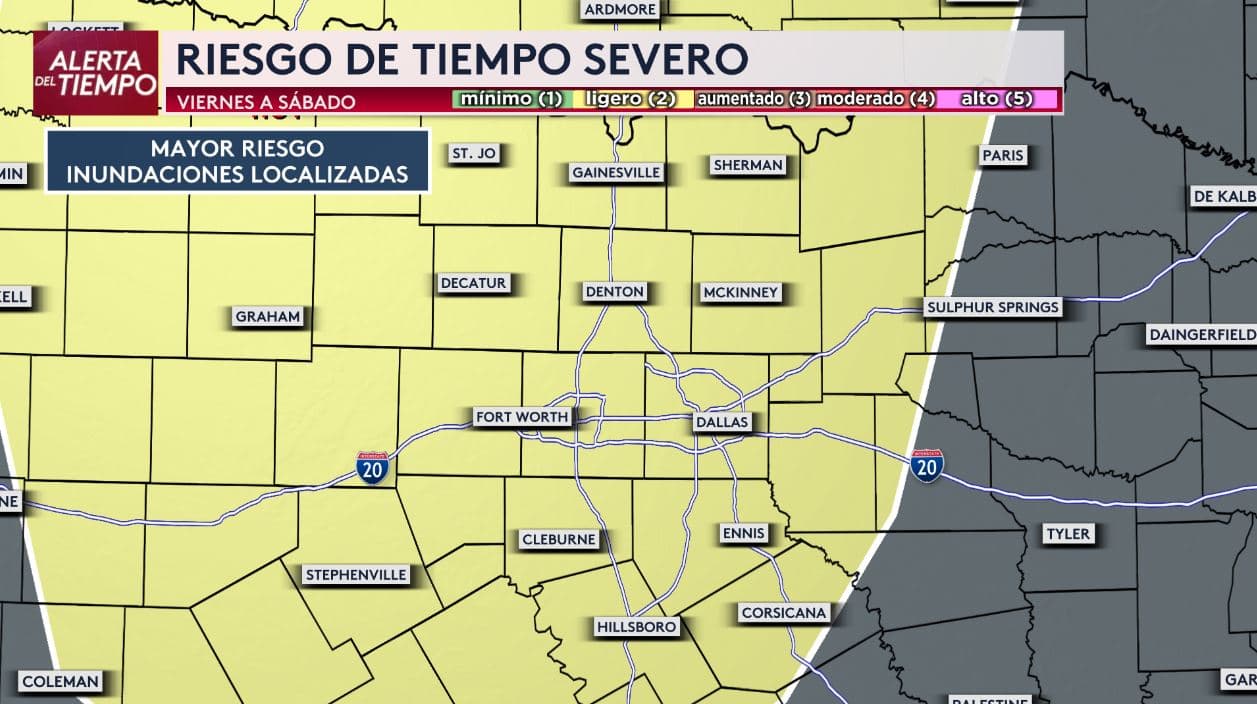 Una segunda ronda de tormentas
<b> podría desarrollarse entre la tarde del viernes y la madrugada del sábado en el norte de Texas. </b>
<br>Si varias rondas de lluvia afectan las mismas zonas, 
<b>podrían registrarse acumulados importantes en poco tiempo.</b> 
<br>Los periodos más significativos para vigilar 
<b>serán el viernes en la tarde y noche, y las primeras horas del sábado. </b>
<br>Los horarios exactos pueden ajustarse conforme avance la semana.