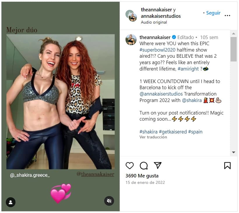 Anna Kaiser tiene este 'post' en el que aparece con Shakira en Instagram.