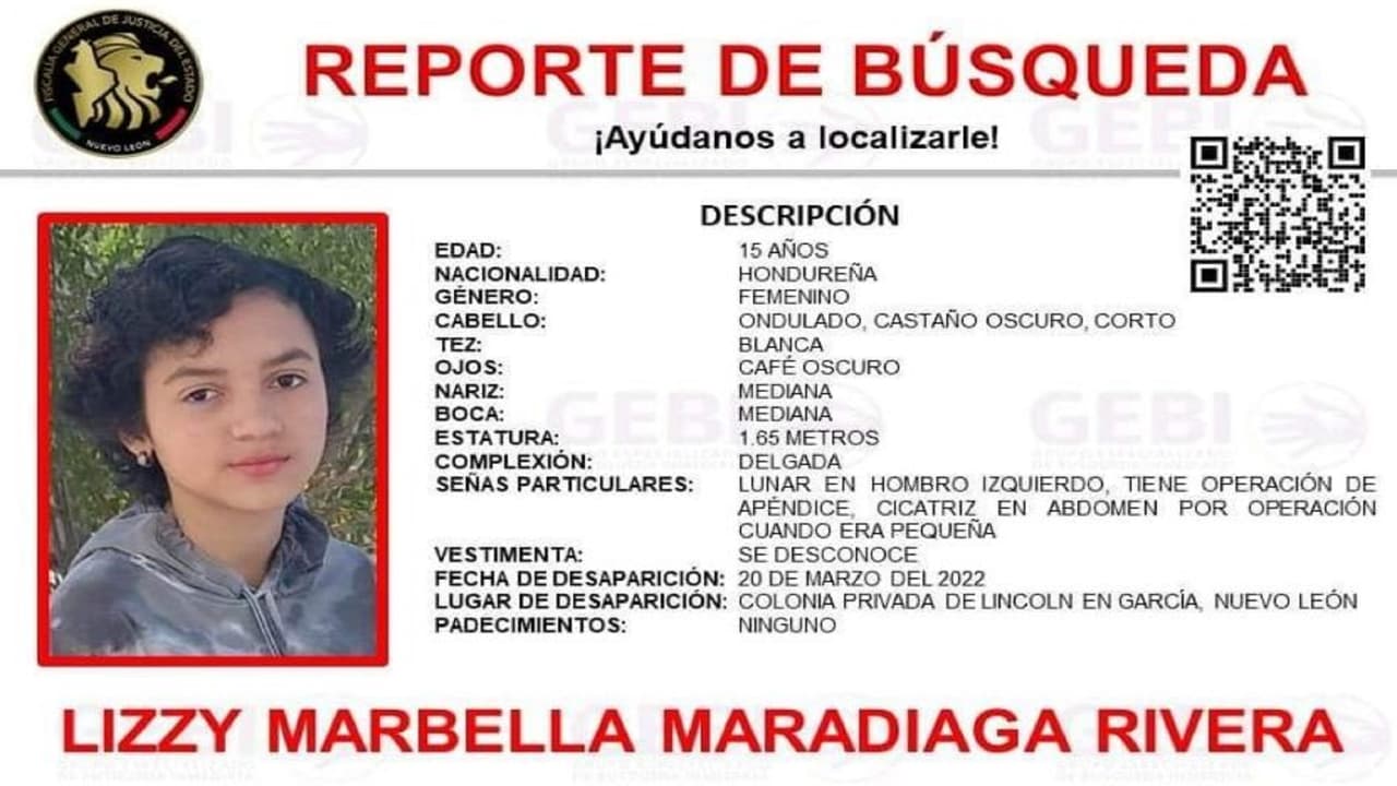 Ficha de búsqueda de Lizzy Marbella Maradiaga.
<br>
