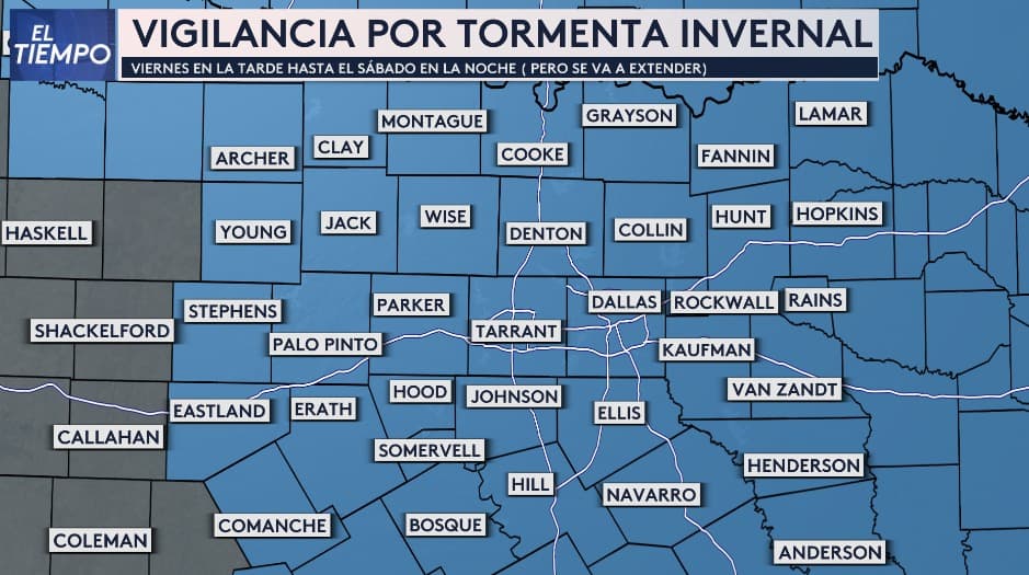 Norte de Texas bajo vigilancia por tormenta invernal.
